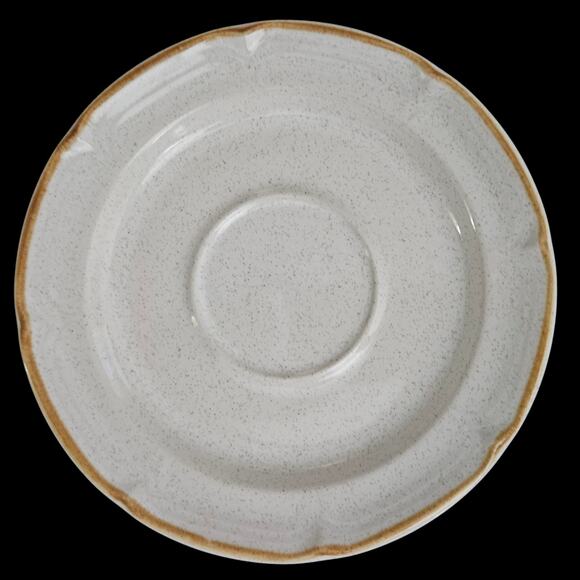 Hearthside Baroque Stoneware Saucers Set of 4 Japan Speckled Beige 6" Plates - Picture 1 of 6